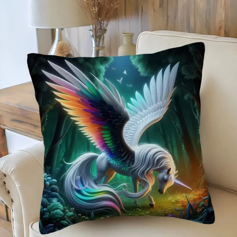 Unicorn Pillowcase Flying Horse Cushion Cover 45*45 Polyester Pillow Cover Sofa Car Home Decor Room Decoration