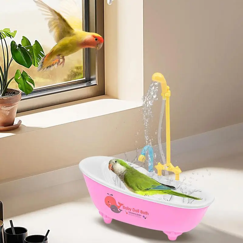 Parrot Shower Bird Bath Cage Automatic Parrot Shower Bowl With Water Circulation Birds Accessories Parrot Toy Bird Bathtub