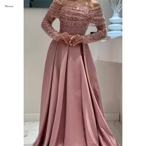 Nicole Grab the Rod Evening Dresses Woman Elegant Luxury Prom Dresses 2025 Tube Top Women Evening Dress Custom Made Frizz