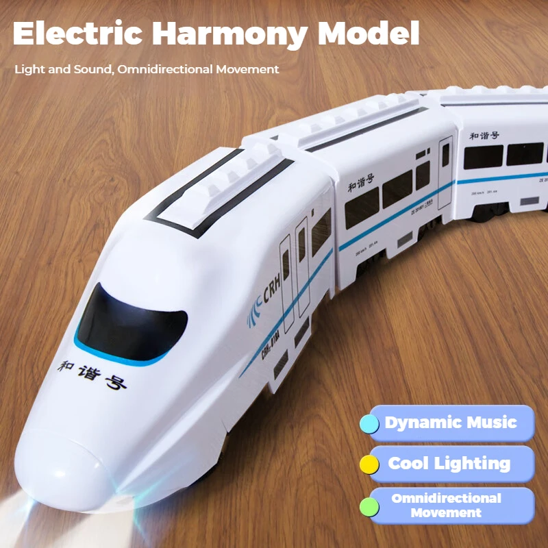 مجموعة ألعاب قطار كهربائية عالية السرعة محاكاة للأطفال يمكنك صنعها بنفسك نموذج سكة حديد مع أضواء وأصوات مسار تعليمي هدية للأولاد والبنات #1