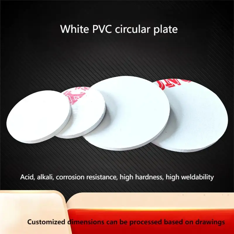 White Solid PVC Round Sheet Rigid PVC Plastic Circular Plate Round PVC Gasket Disc 3 4 5 6 8 10 12 15mm Thickness Engineering