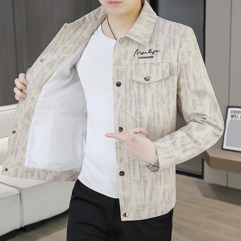 

Sping Autumn Men's Fashion trend Jacket Lapel Collar Long Sleeve Formal Jacket Outerwear Coats man Casual Coat