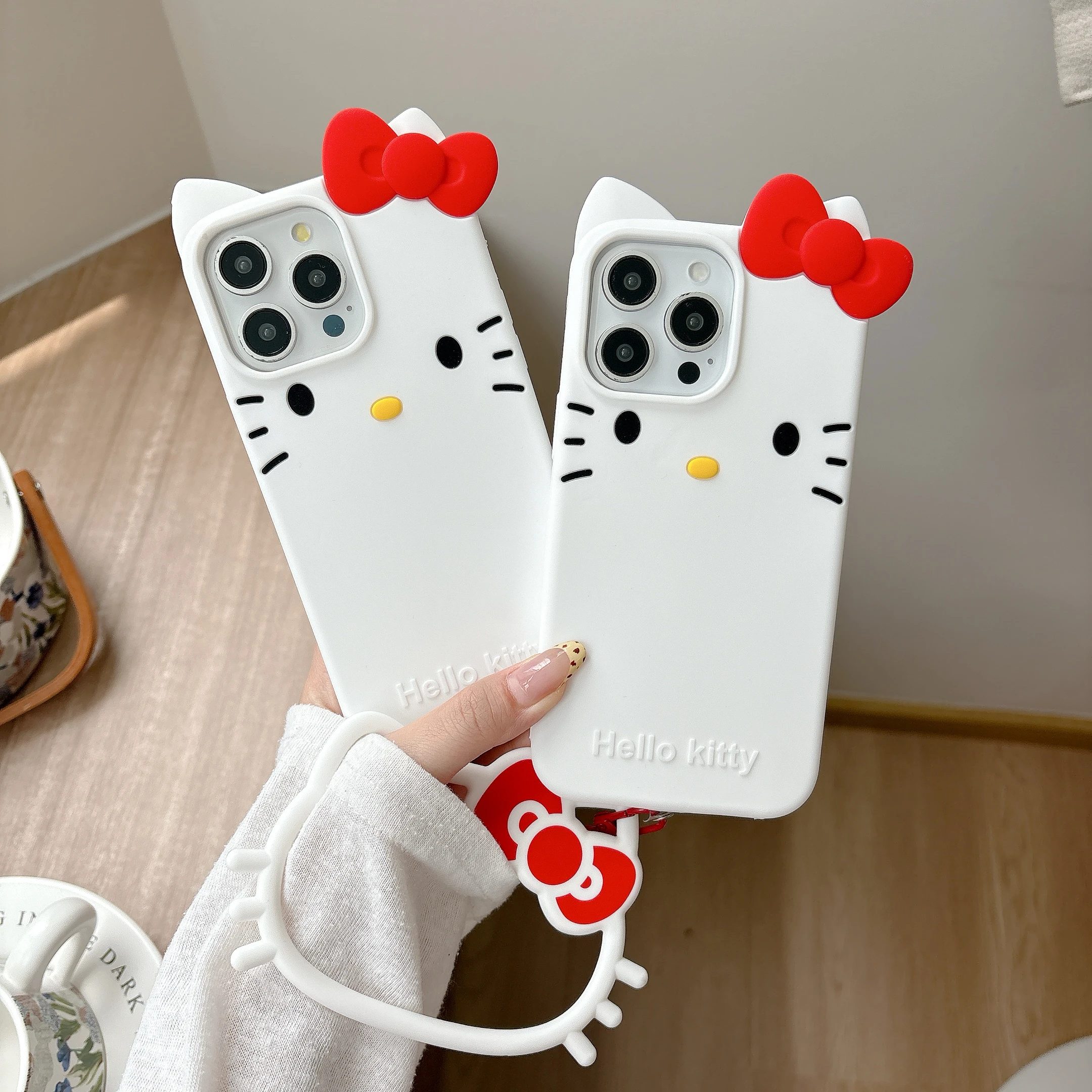 

Hot Gift Cute Cartoon For Sanrio For Hello kitty Silicone Anti-slip Fall-proof Phone Case For IPhone 12 13 14 15 16 Pro Max Plus