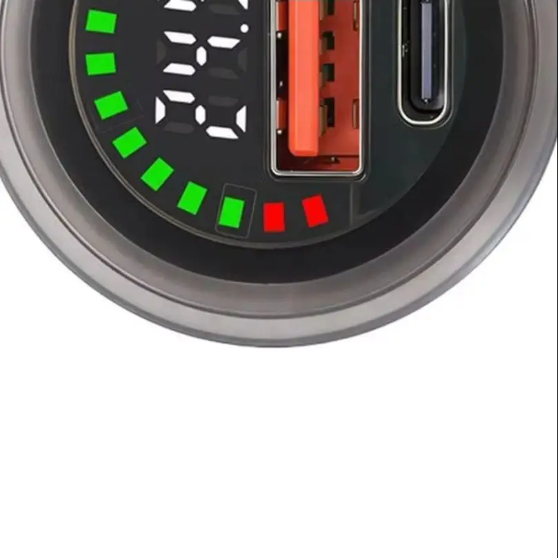 

DC7-30V Round Digital Voltage Battery Indicator, Waterproof Lithium Meter with USB/Type-C Charging Port & Low Voltage Alarm