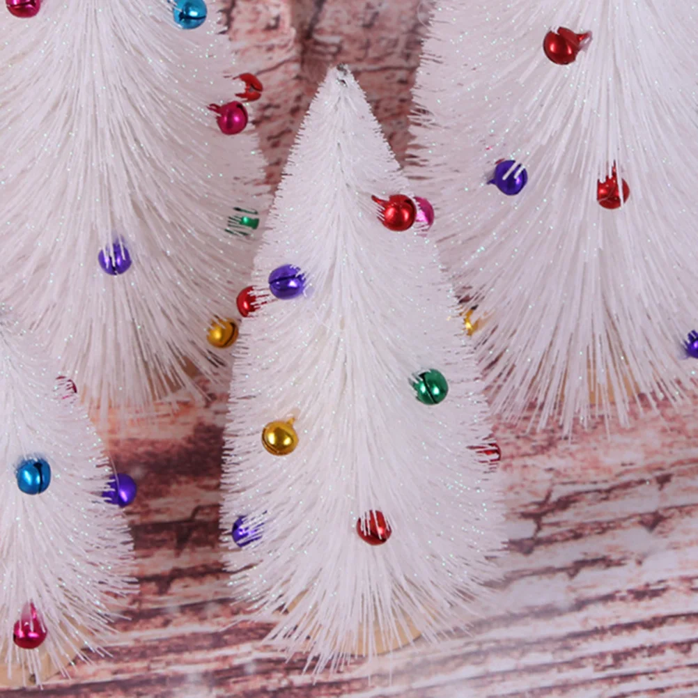 

White Mini Christmas Tree 21cm Bell Desktop Ornament Creative Xmas Decorative Accessory for Living Room Bedroom Office Party