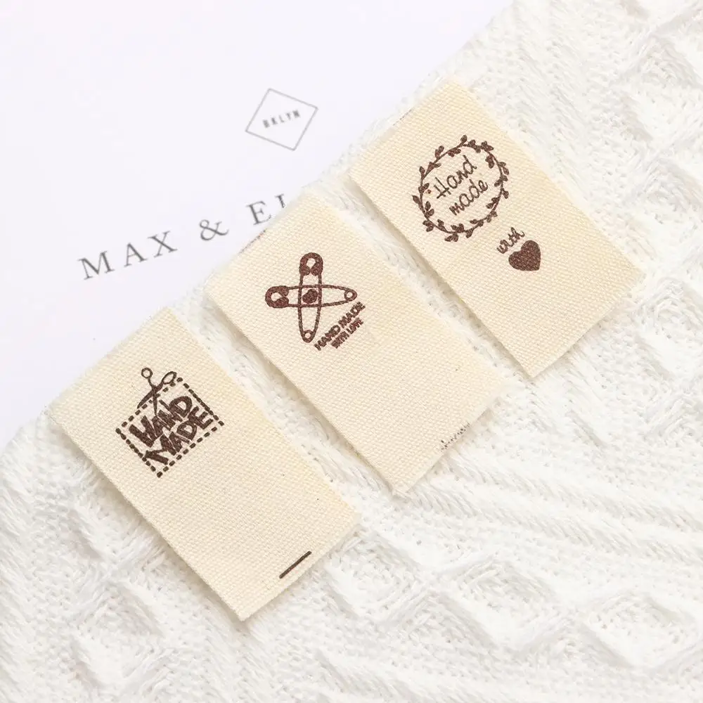 50PCS Heart Shape Cartoon Pattern Sheep Scissors Clothing Tags Handmade With Love Sewing Accessories Cloth Garment Labels