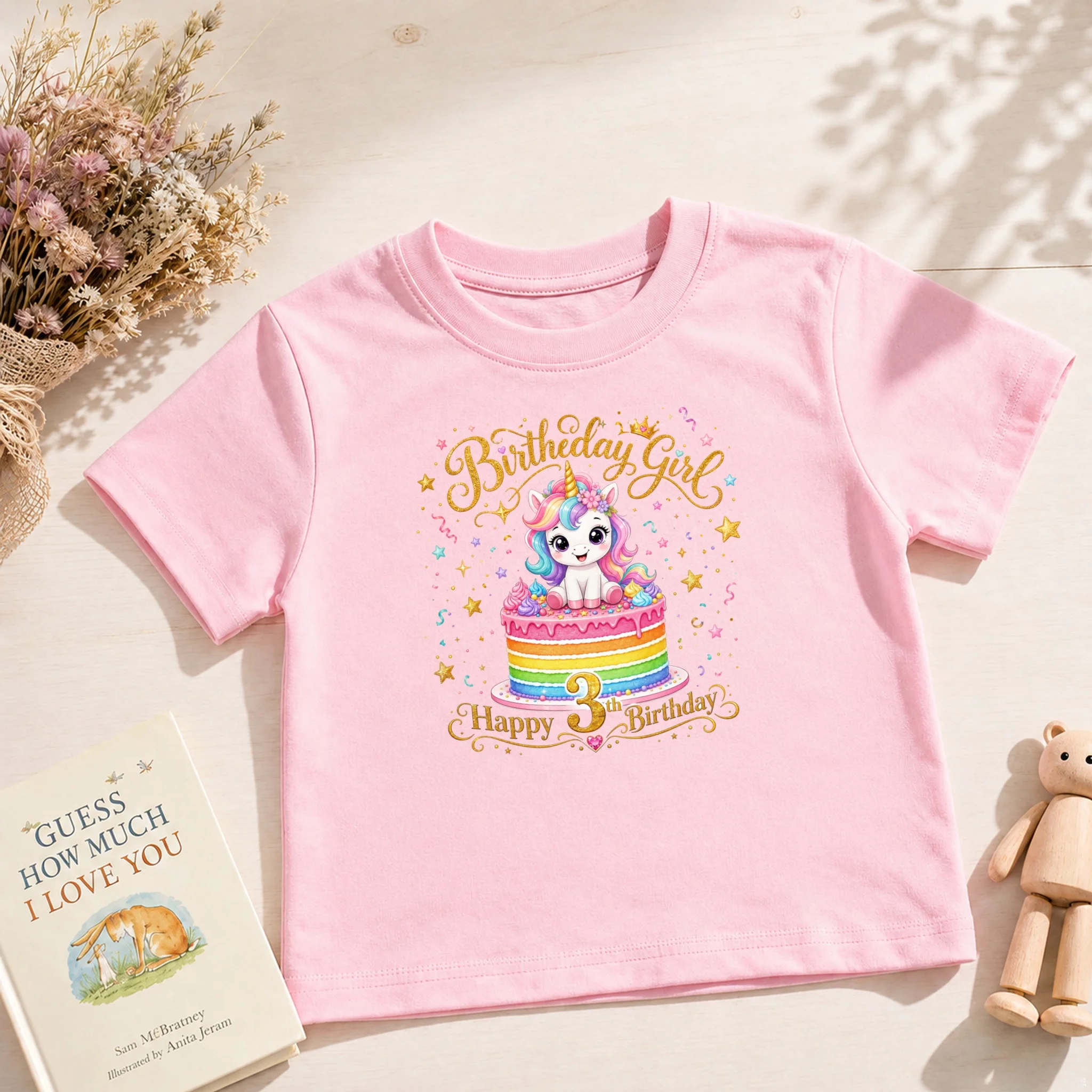 Kleinkind Mädchen Kleidung Einhorn 3. Geburtstag T-Shirt 3 Jahre Alt Süße Kleider Drei Geburtstags-T-Shirts