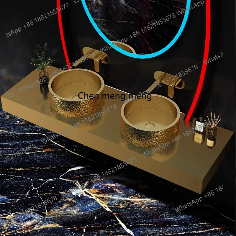 

High-end water ripple, stainless steel countertop basin, wall-mounted washbasin, single basin