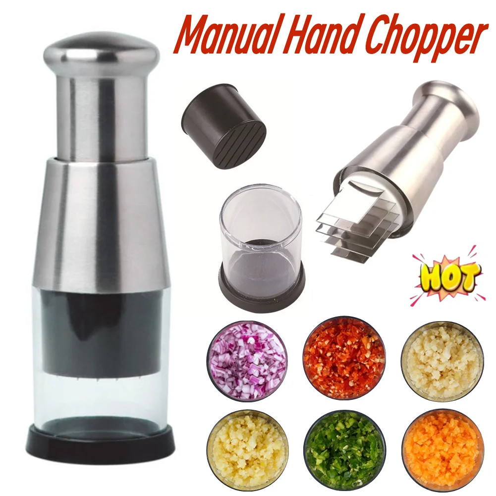 Manueller Handzwiebel-Knoblauchzerkleinerer aus Edelstahl, Küchenutensilien, Knoblauchzerkleinerer, Knoblauchzerkleinerer für Knoblauch, Ingwer, Kräuter, Nüsse