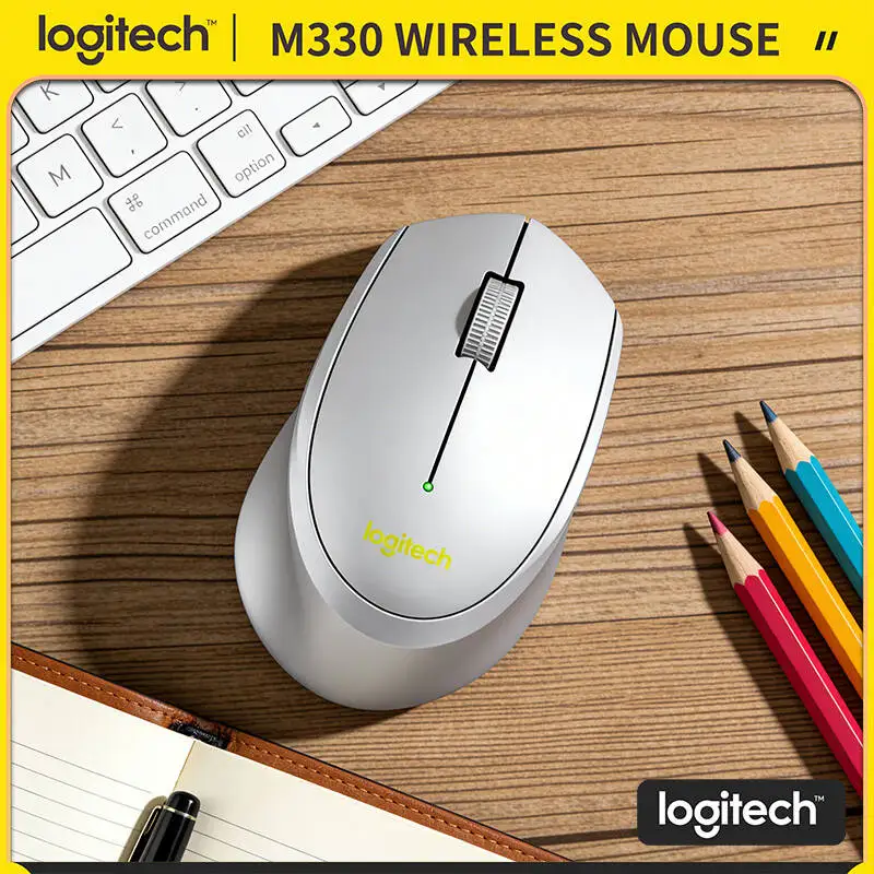 

Беспроводная мышь Logitech M330, эргономичная бесшумная щелчка, USB-приемник 2,4 ГГц, длительный срок службы батареи для ПК, Mac Linux, исследование в домашнем офисе