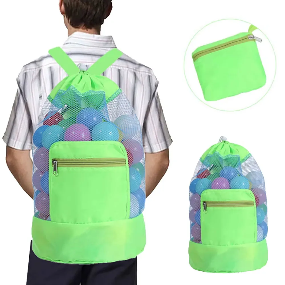 Portable Mesh Beach Bag, Swim Bag, Foldable Beach Toy Storage Bag, Perfect For Summer Beach And Pool Vacations, Outdoor Swimming