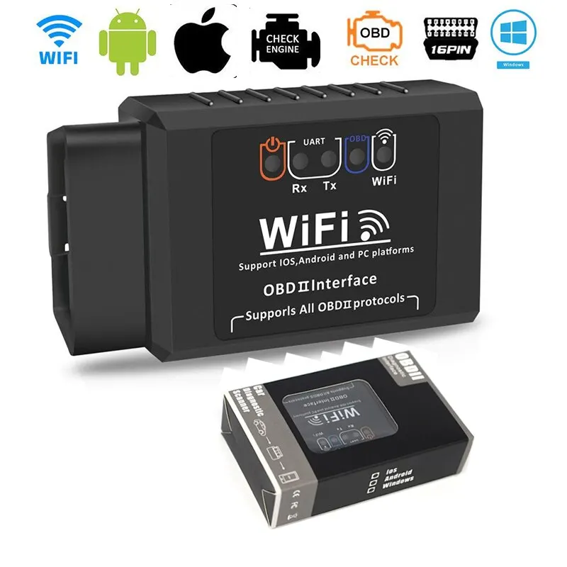 아이폰 IOS 및 안드로이드용 1.5 스캐너, 자동 OBDII OBD 2 ODB II ELM 327 V1.5 와이파이 코드 리더 진단 도구, OBD2, ELM327 V 