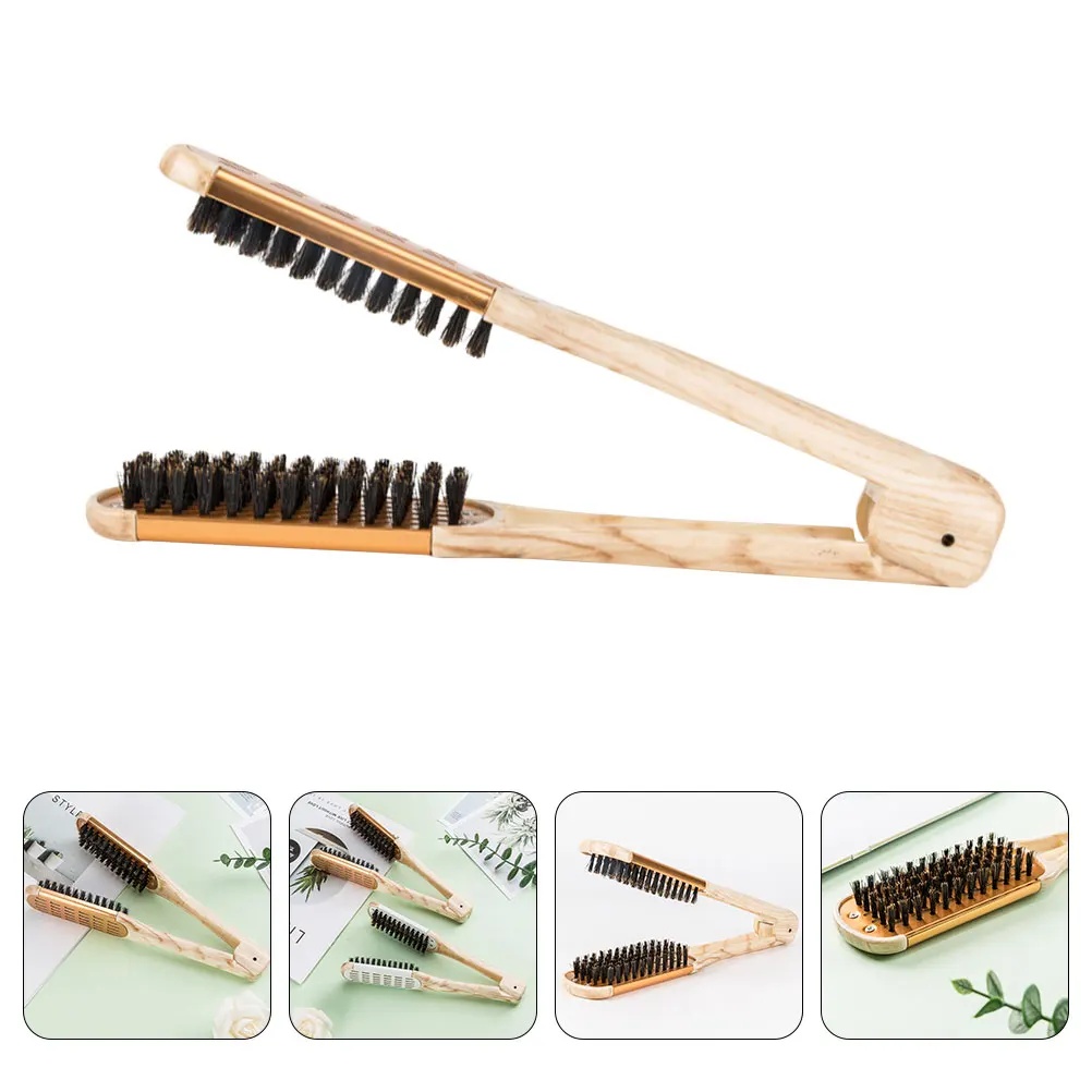 

Straightening Hair Comb V Shaped Clamp for Women ABS Material Double Side Clipping Golden Practical Smooth Natural Long Term Use