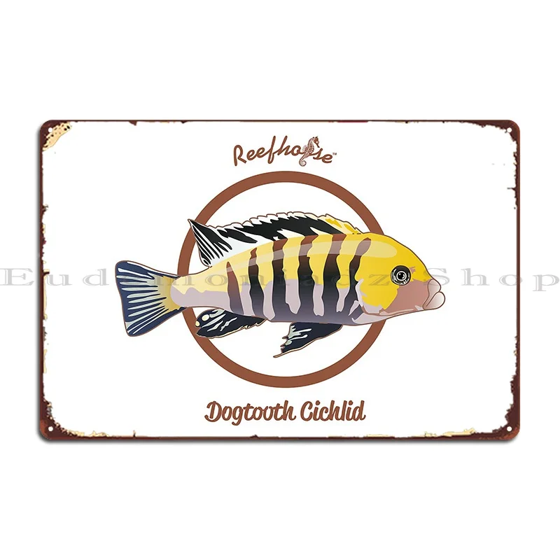 Dogtooth Cichlid Metal Plaque Vintage Wall Mural Character Kitchen Create Tin Sign Poster