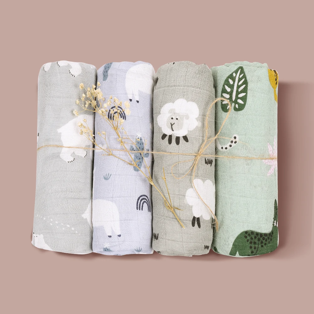 Kangobaby # My Weich Leben #4 stücke Set Alle Saison Multifunktionale Baby Musselin Swaddle Decke Neugeborenen Bad Handtuch Infant wrap Quilt – Detail 4