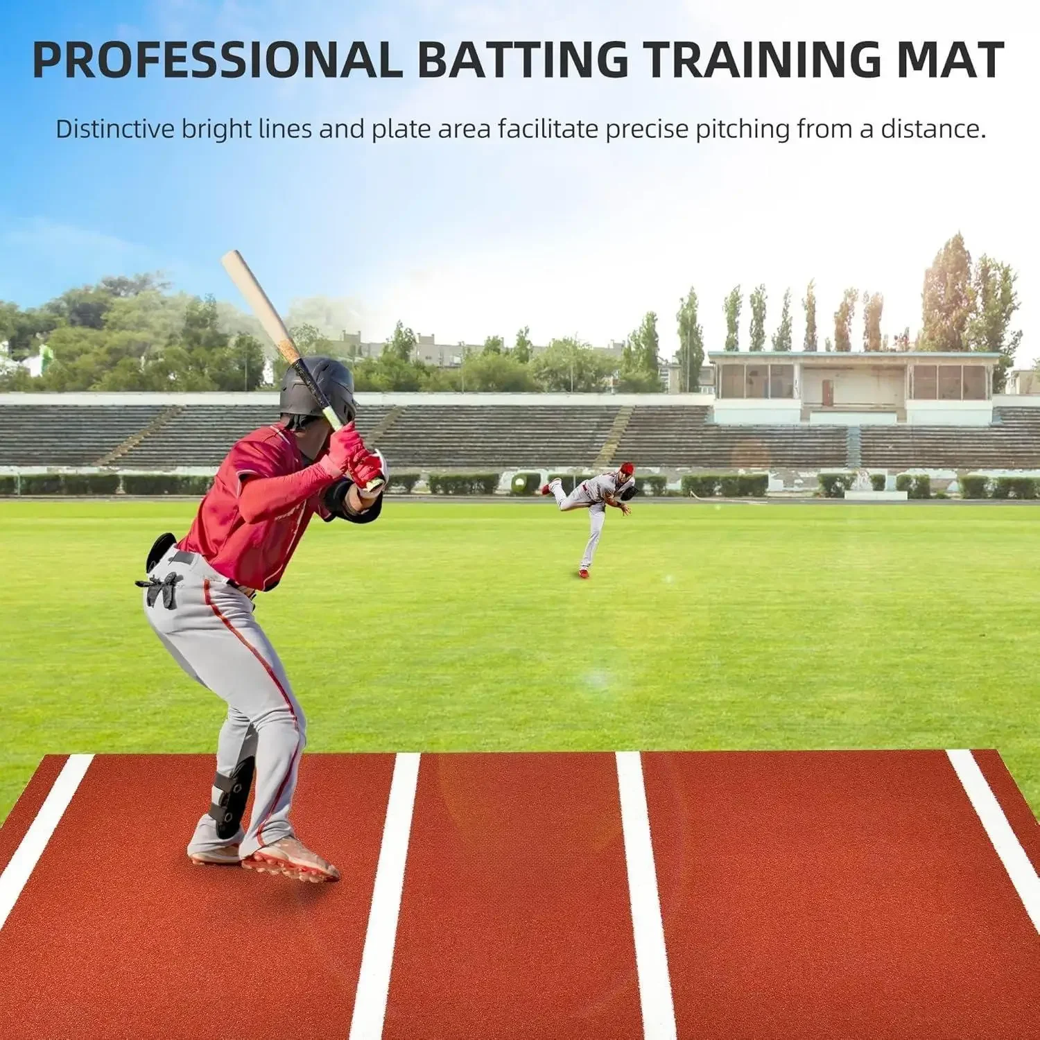 Baseball-Schlagmatte, 10 x 3,8/12 x 6 Fuß Softball-Schlagmatte, Teigbox-Rasenmatten mit Heimteller, rutschfester Baseball-Softball