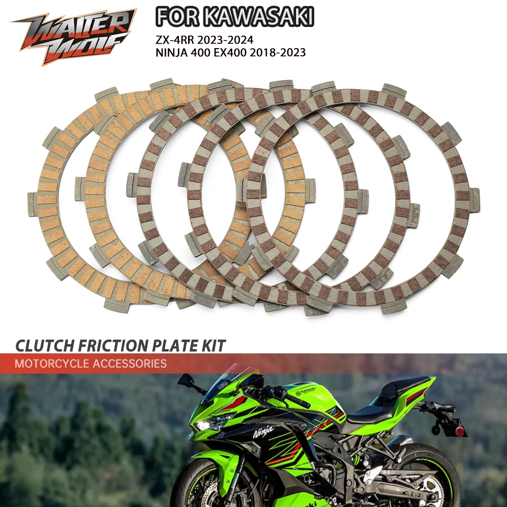 

5pcs Motorcycle Clutch Friction Plate Kit For KAWASAKI Z400 ZX-4R ZX-4RR Z NINJA 400 EX400 2018 2019 2022 2023 2024 ZX4R ZX4RR