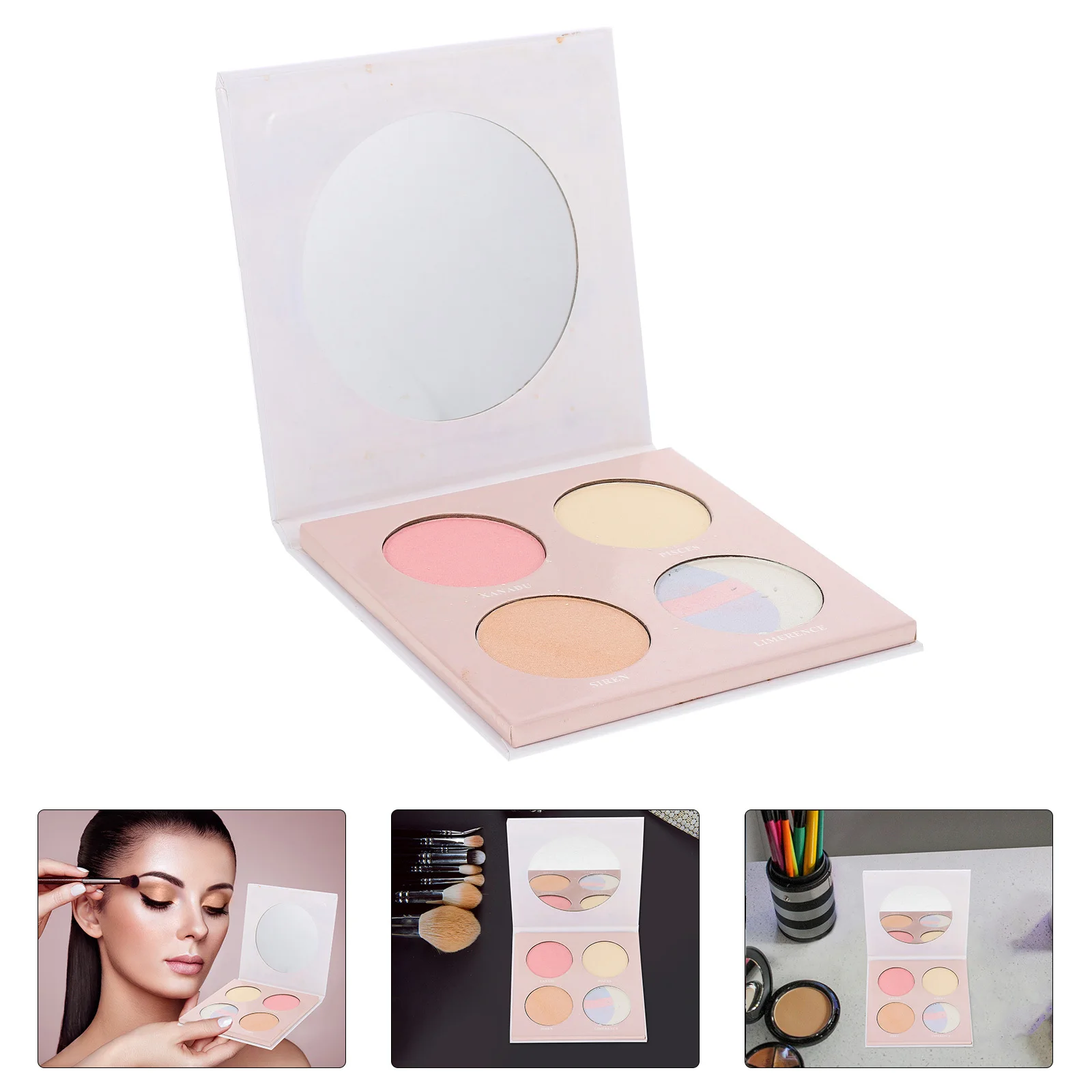 

4 Colors Highlighter Eyeshadow Palette Professional Eye Shadow Plate Smooth Pigmented Makeup for Daily Party Smoky Light Makeup