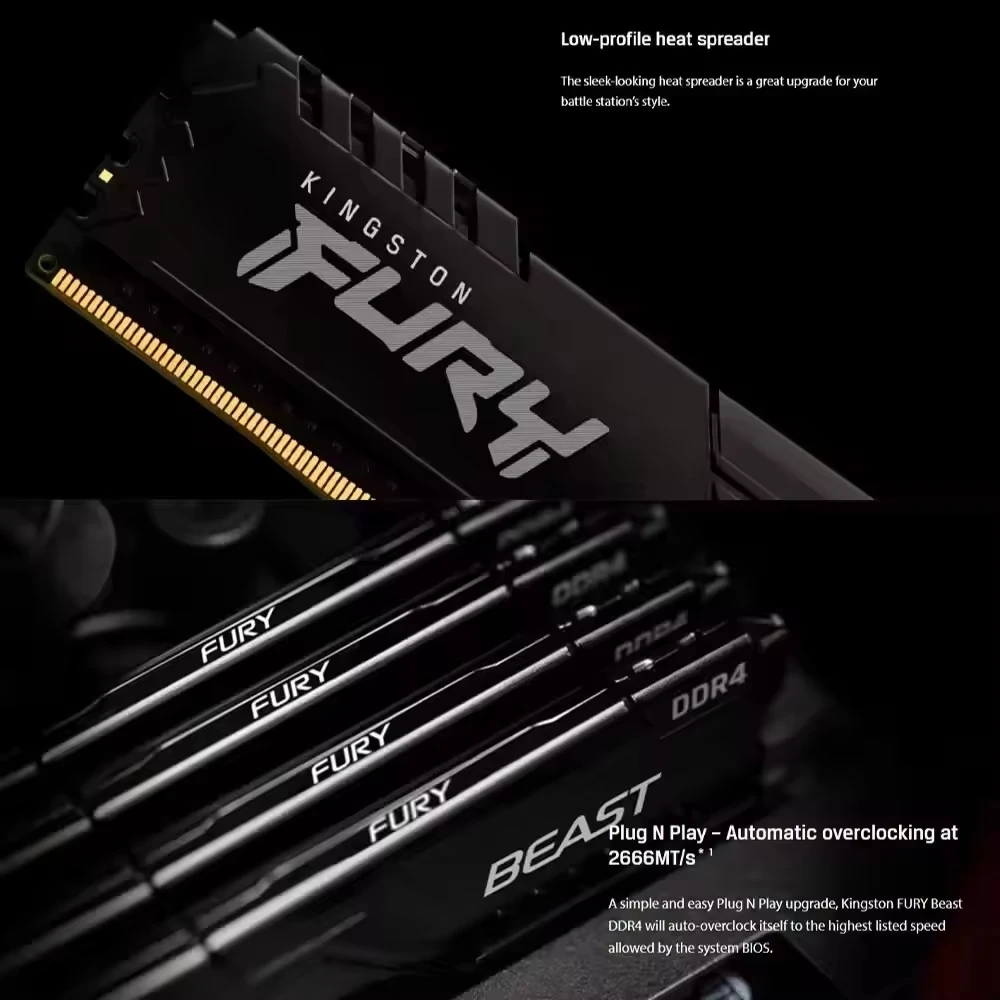 Hyperx FURY Beast DDR4 8GB 16GB 32GB 2400 2666 3200MHz DIMM PC4-23400 25600 28800 DDR4 Desktop Memory Module