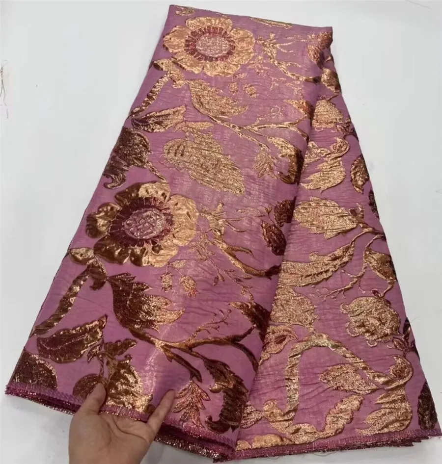 African Brocade Jacquard Luxury Fabric High Quality Nigerian Damask Gilding Lace Dress Material Brocard Tissu 5Yard DJB57