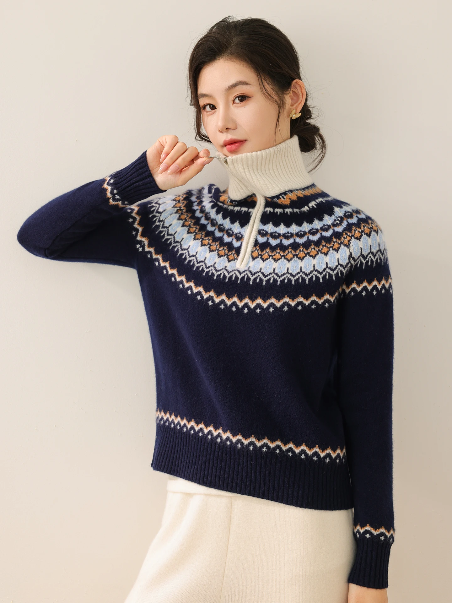 New Woman 100% Merino Wool Sweater Thick Autumn Winter Knitted Pullover Lady Turtleneck Blouse Cashmere Long Sleeve Clothes Tops