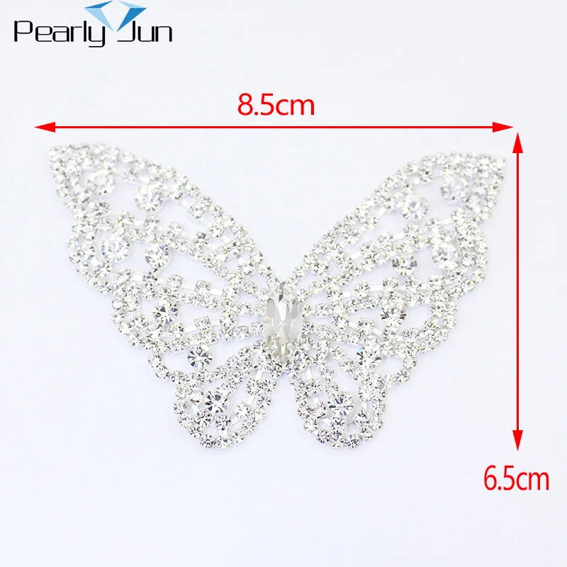 1PCS of 8.5*6.5cm DIY Butterfly Rhinestone Applique Glitter Crystal Patch Sewing On Clothing Bags Decoration Accessories YHX085