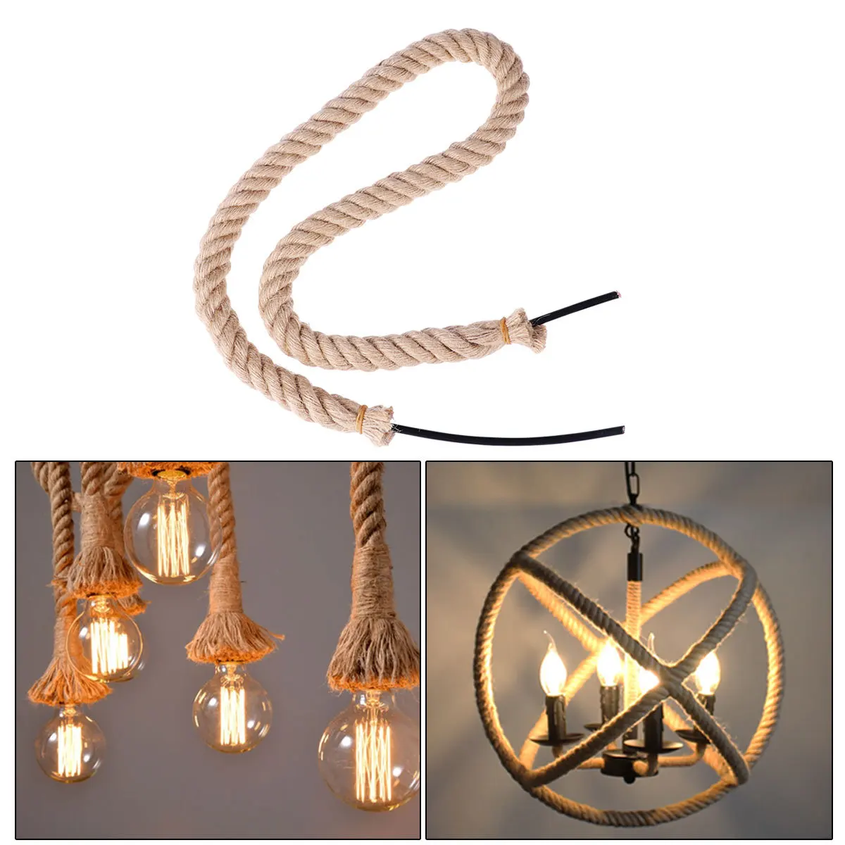 

Vintage Braided Hemp Cord Fabric Covered Electric Wire for LED Pendant Lamp Table Floor Wall LED DIY Rope Wire Cord
