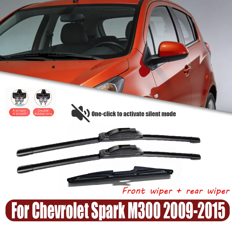 For Chevrolet Spark M300 2009-2015 2010 2011 Wiper Front & Rear Wiper Blades Windshield Windscreen Window Brushes 21"+16"+12"