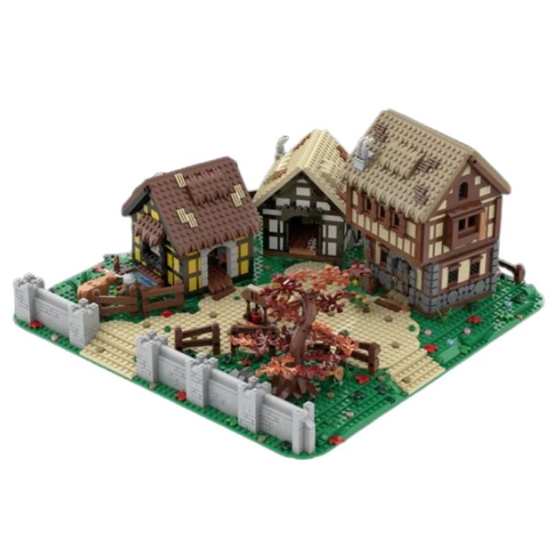 Spot MOC-198833 Medieval House Medieval Village Diorama Small Particle Assembled Building Blocks Building Castle Model Toy