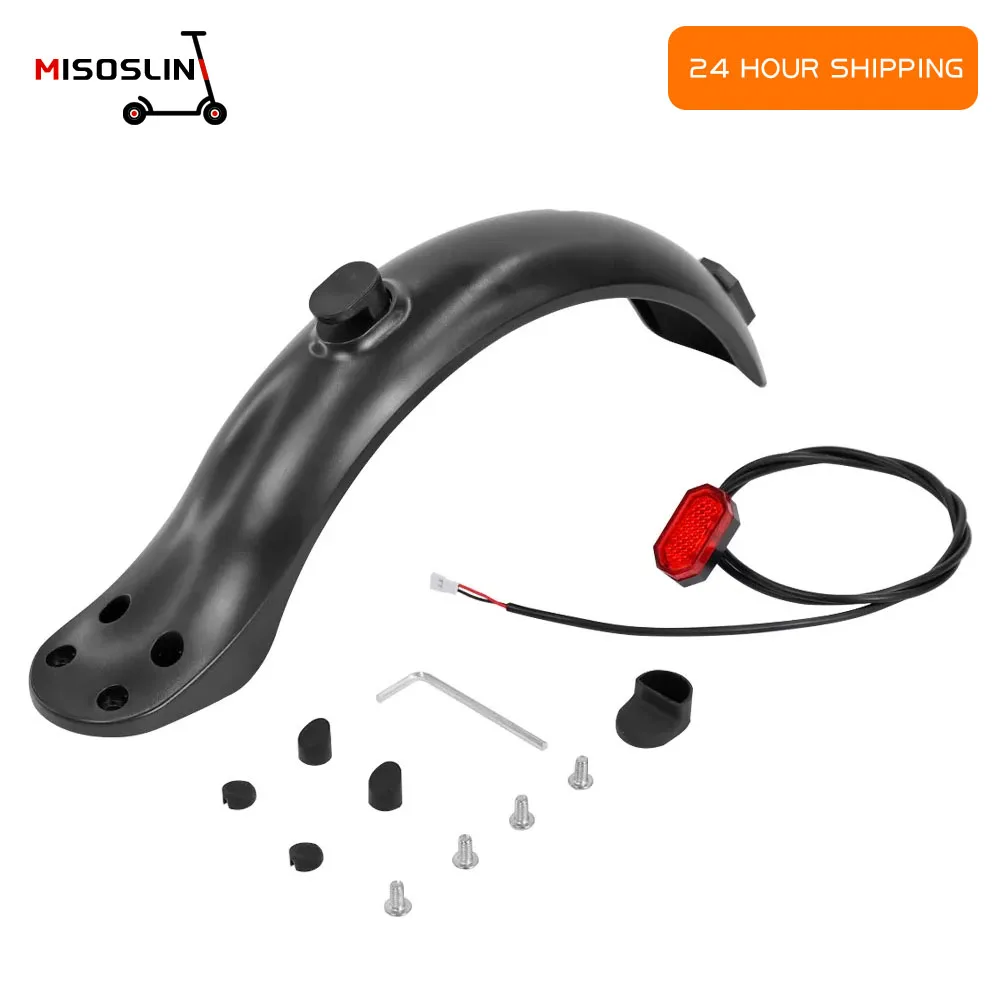 Splash Proof Mudguard Set With TailLight Screw Tool For Four-hole Screws Fender Electric Scooter Rubber Cap Mud Guard Accessorie