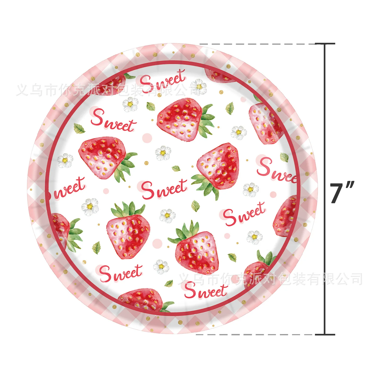 Sweet Strawberry Theme Party Tableware Set for Girls, Napkins, Plates, Cups, Tablecloth, Sweet One Party Banner, Girls 1st