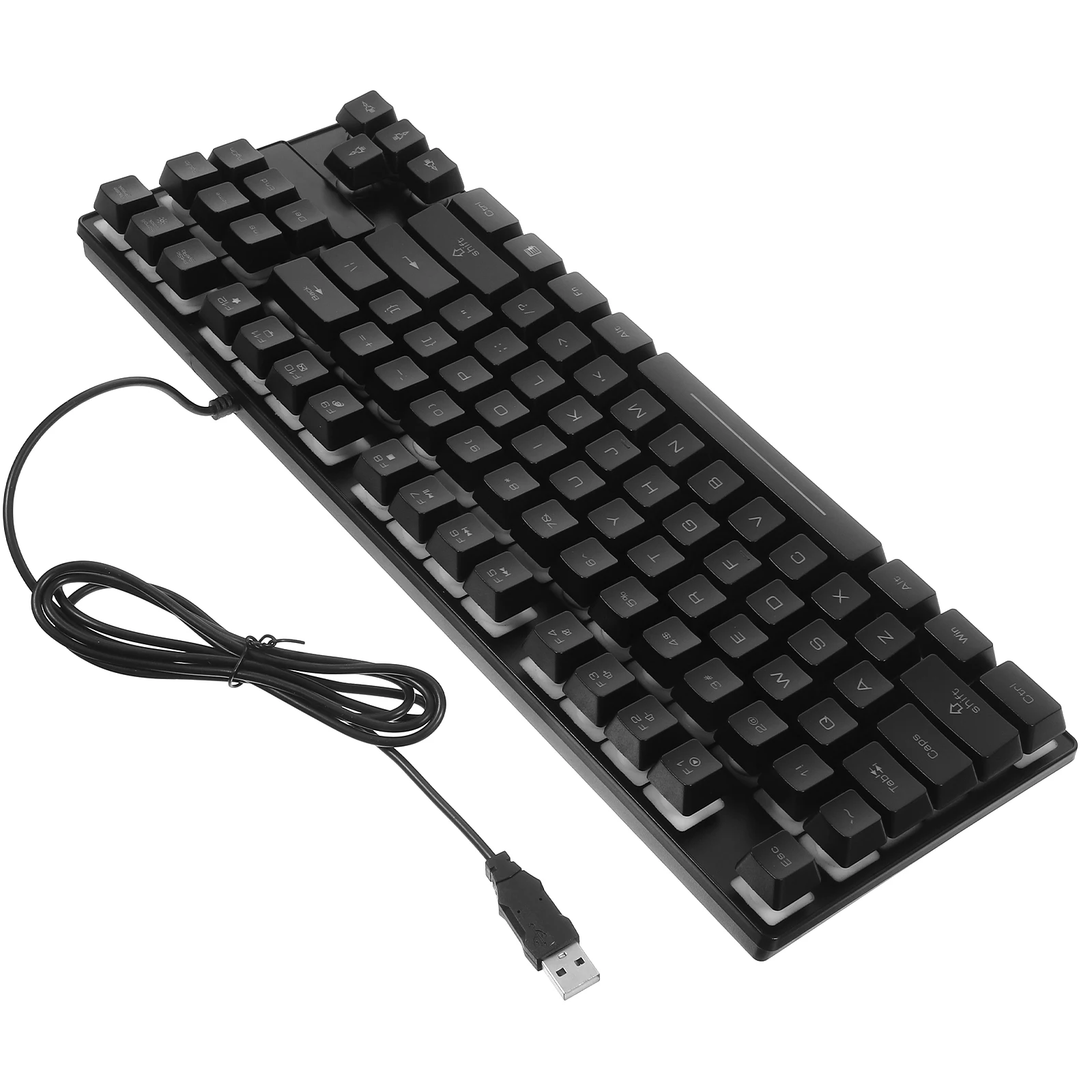 

87 Keys Gaming Keyboard LED Backlit Wired USB Black 12 Multimedia 19 Conflict Free Waterproof Compact Computer Keyboard