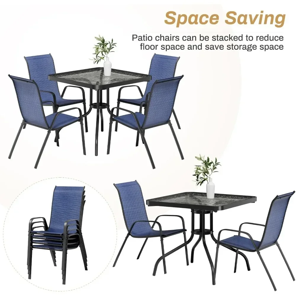 

[New Arrival, Limited Stock!]outdoor patio dining set for 5 with 4 chairs and square glass table