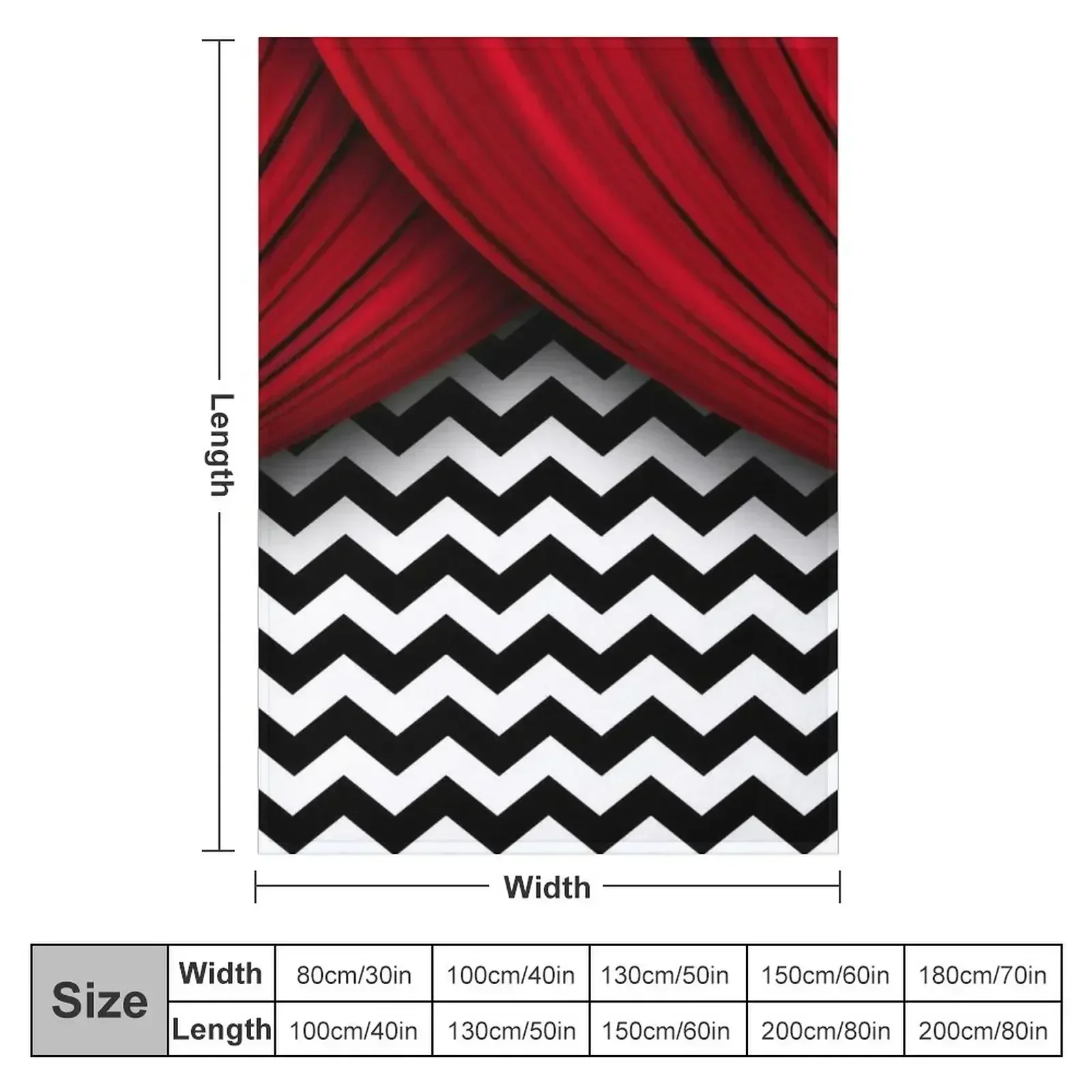 Twin Peaks Red Curtains Black and White Chevron Throw Blanket Flannels Weighted Loose Large Blankets