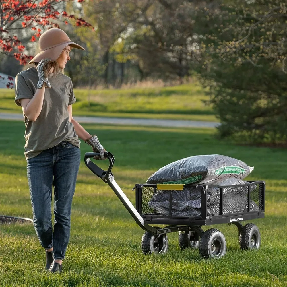 

Black Steel Utility Wagon 4-Cubic Foot Capacity 900-Lbs Outdoor Flatbed Cart with Removable Side Panels 40' X 21'