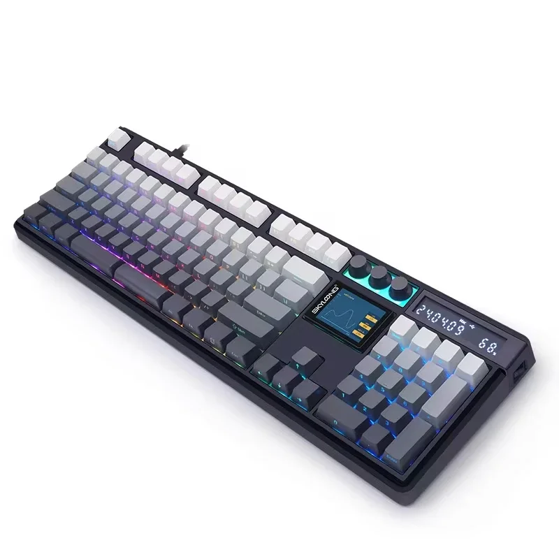 SKYLOONG GK104 Pro 3-Mode Wireless Mechanical Keyboard with 2.0 Screen 3 Knobs Hot-Swappable Side-Engraved PBT keycaps RGB light