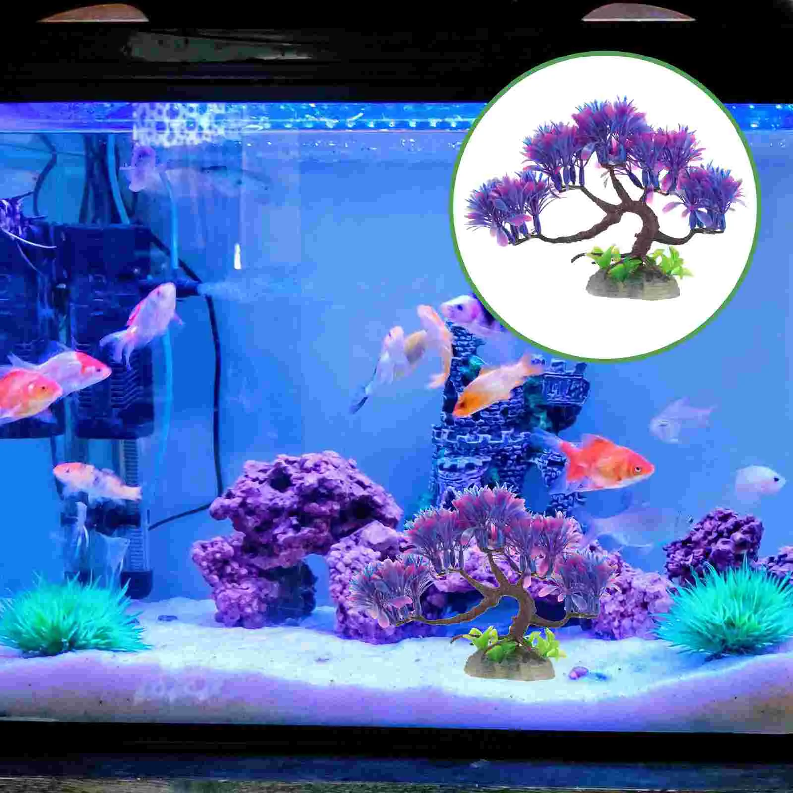 Simulation Pine Tree Decor for Fish Tank Grass Model Mountain Plant Safe Plastic Longlasting Easy Maintenance Reptile