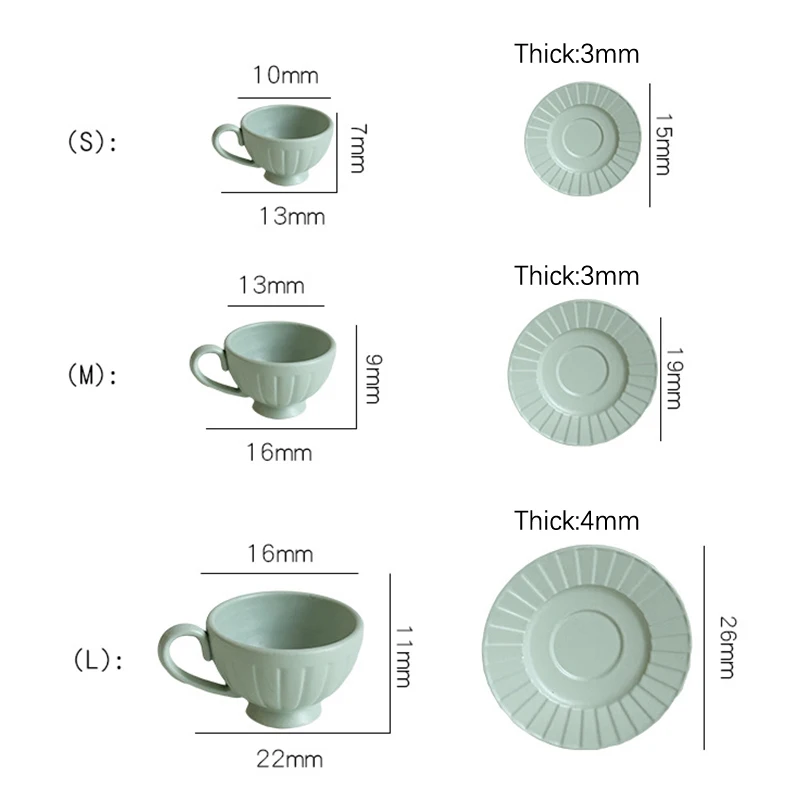 ホットセール 小型高級フランス風コーヒーカップ＆プレートセット おもちゃ ドールハウス ミニ家具モデル DIYアクセサリー ミニチュアシーンデコレーション