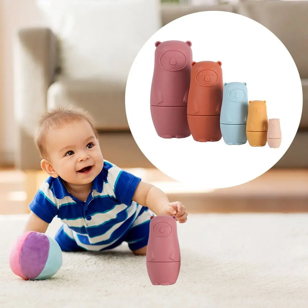 NEW Silicone Montessori Nesting Dolls Educational Nesting Design Russian Matryoshka Doll Interactive Educational Toys Children