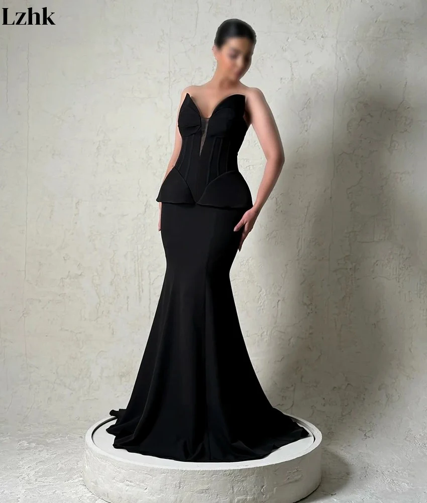 Aangepaste sexy jersey zeemeermin avondjurk temperament liefje mouwloos vloerlengte op maat gemaakte gelegenheidsjurken aangepast formaat