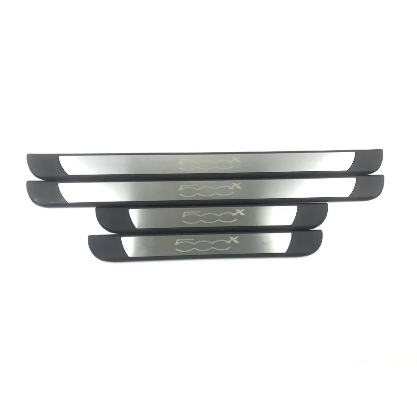 4PCS Kunststoff Edelstahl Für 2014-2020 FIAT 500X 500X334 Auto Auto Tür-Schwellen Pedal Verschleiß platte Abdeckung Dekoration Pailletten