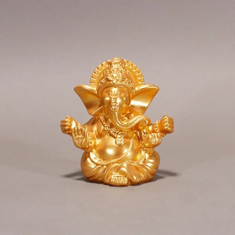 Gold Lord Ganesha Buddha Statue Elephant God Elephant Hindu God Sculpture Figurines Home Office Decoration Buddha Statues