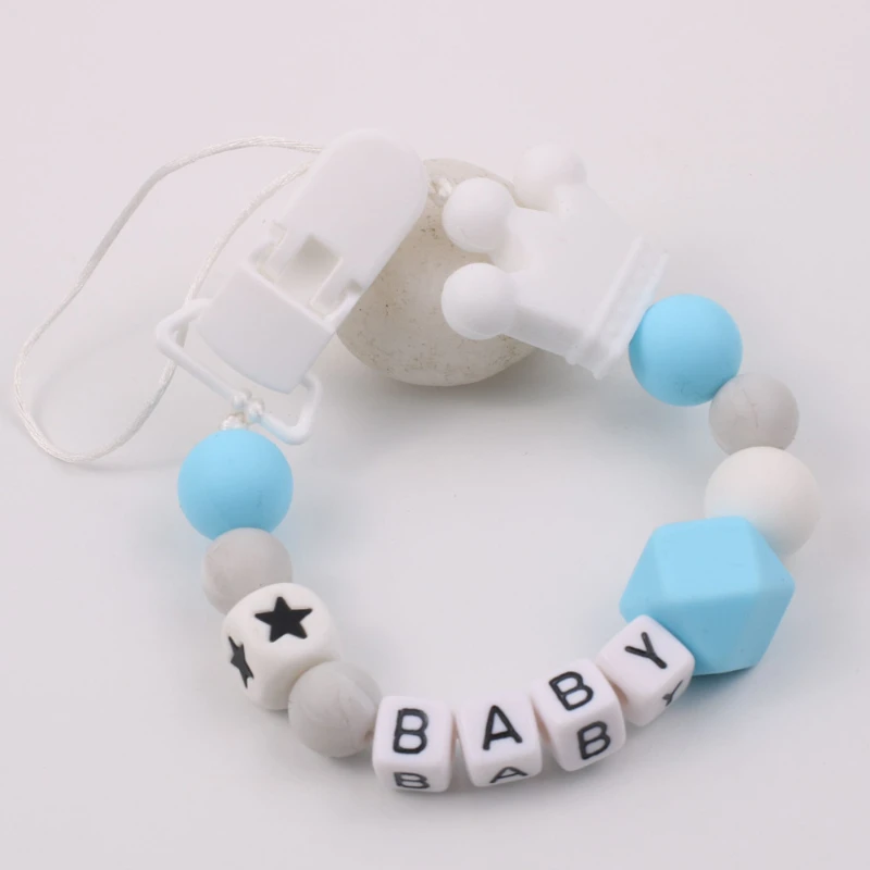 Neue Baby benutzer definierte personal isierte Name Schnuller Clips Kette Silikon Krone Nippel Dummy Halter Schnuller Kleinkind Zahnen Spielzeug Kauen Geschenk