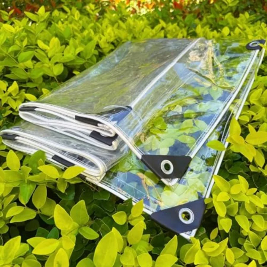 

Clear Tarp with Grommet, 8x10ft Heavy Duty Waterproof PVC Transparent Tarpaulin Poly Clear Vinyl Tarp Cover, 14Mil Clear Awning