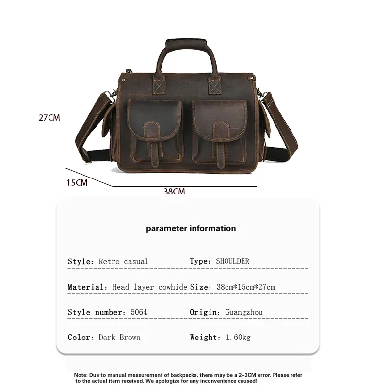 حقيبة كتف جلدية عالية الجودة حقيبة كروسبودي الأعمال السفر رسول الرجال حقيبة يد كبيرة خمر الجانب ساعي