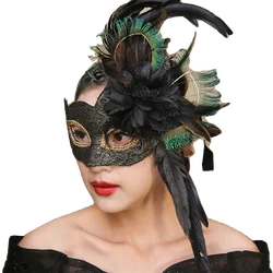 Flower Feather Venetian Mask Lace Masquerade Half-face Mask Cosplay Party Accessories