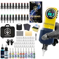 Kit de tatuaje POSEIDON V5, Kit de pluma de tatuaje amarillo para maquillaje permanente, Kit de máquina de tatuaje, fuente de alimentación inalámbrica para tatuaje, Kit de pistola de tatuaje