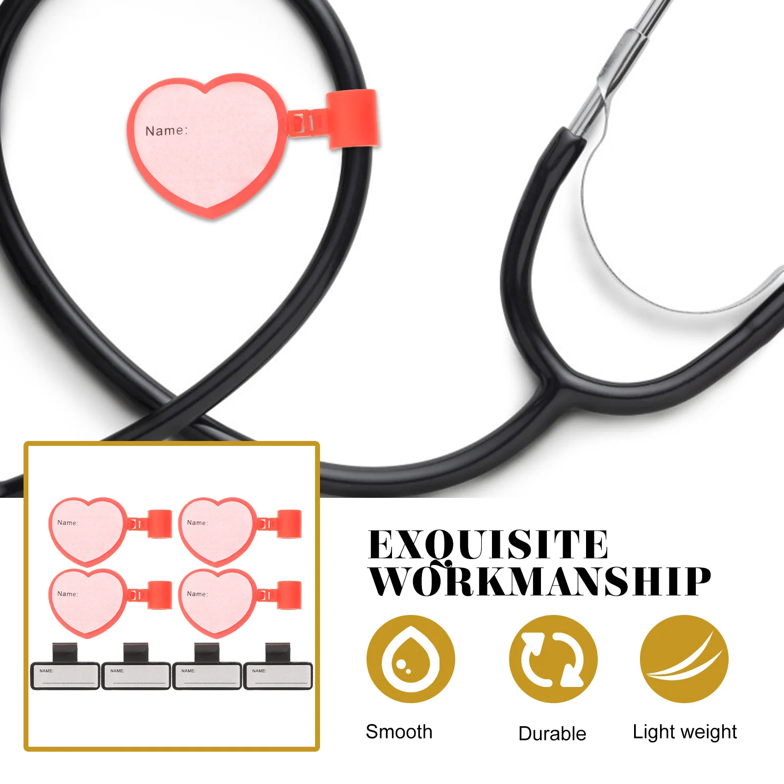 

8Pcs Stethoscope Name Tags Plastic Durable Lightweight Identification Holders Practical Medical Stethoscope Supplies