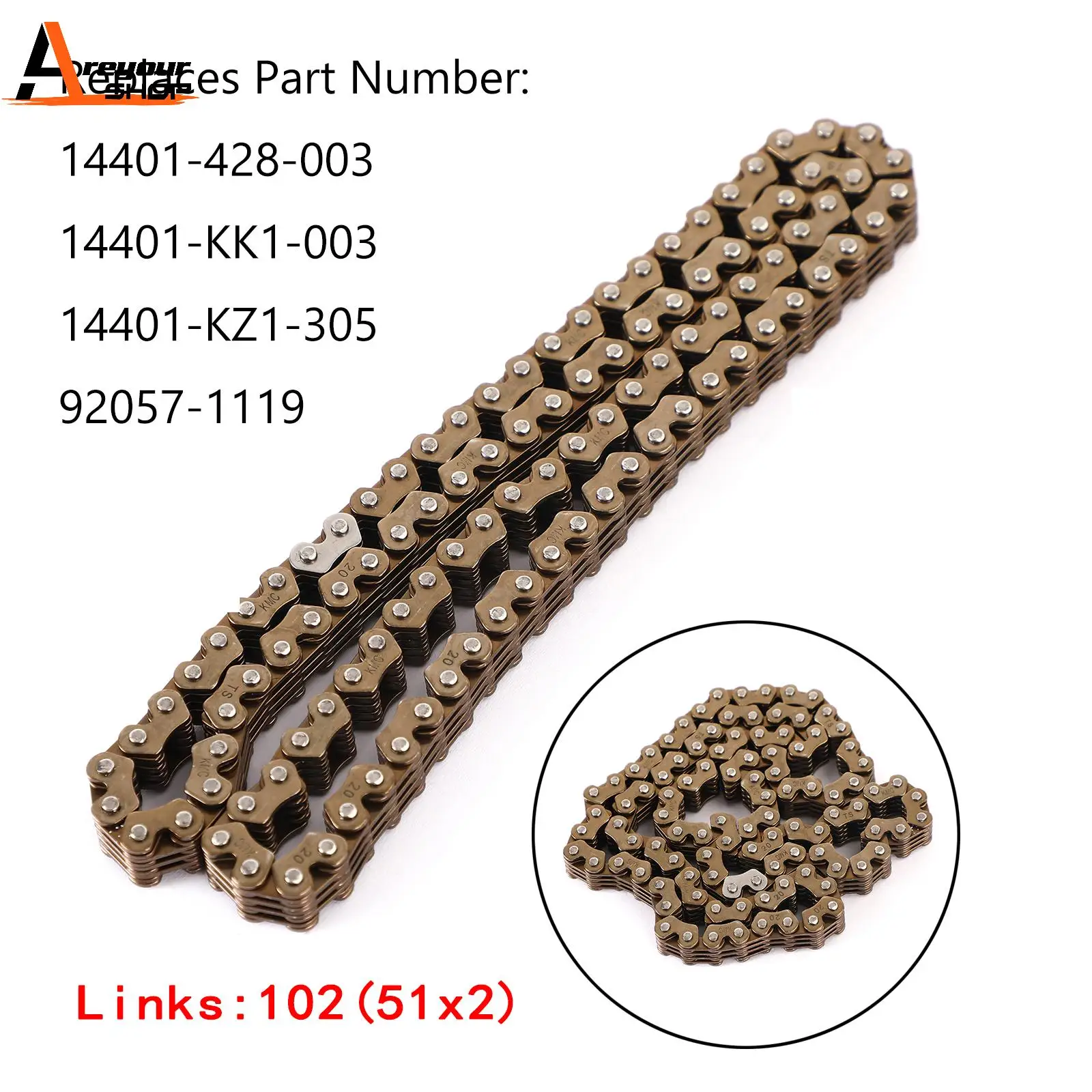 

Areyourshop Timing Chain 14401-KK1-003 For Honda Xr250 Xr250R Xr250L Kawasaki Ex305 Er250 Z250 Motor