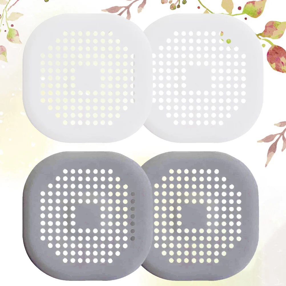 

4Pcs Floor Drain Cover Silicone Hair Filter Sink Strainer Plug Grey White Durable Anti Block Filter for Kitchen Bathroom